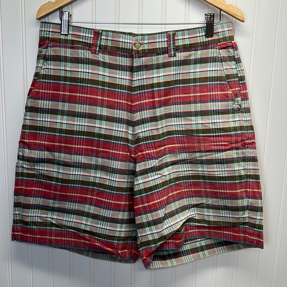 Polo Ralph Lauren Pastel Pink/Green Plaid 8”‎ 100% Cotton Shorts 8” Sz 33